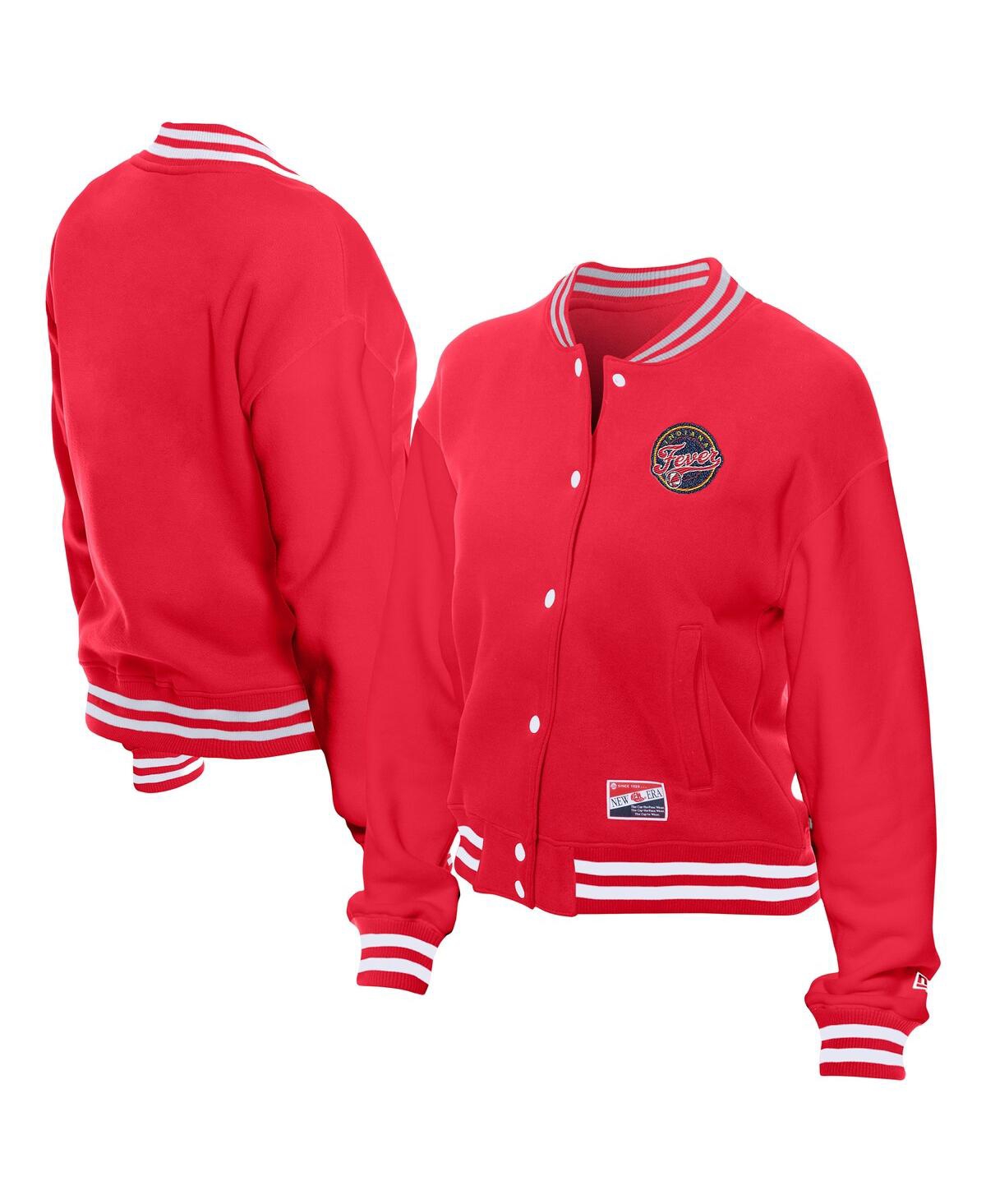 New Era Women's Red Indiana Fever Throwback Varsity Fleece Full-snap Jacket In Red