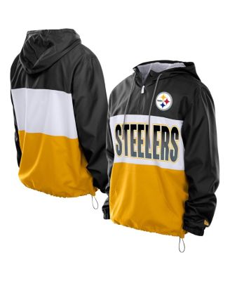 New Era - Men's Black Pittsburgh Steelers Ripstop Quarter-Zip Hooded Windbreaker