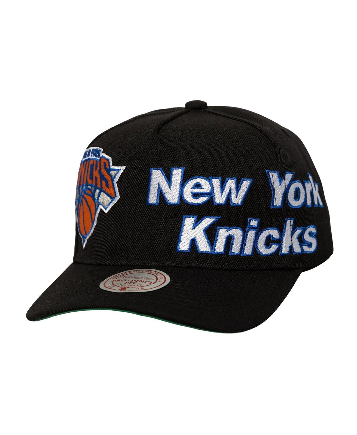 Мужская черная кепка Mitchell Ness с логотипом New York Knicks и надписью Wordmark Wrap-Around Pro, регулируемая по размеру