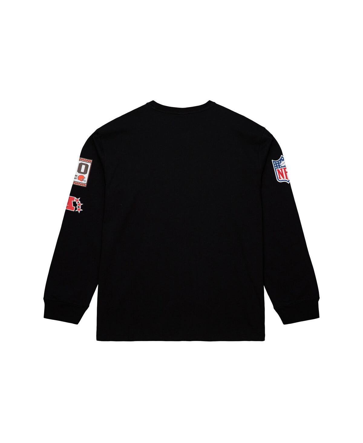 Mitchell & Ness Men's Black Cleveland Browns Training Camp Vintage Logos Long Sleeve T-shirt In Black