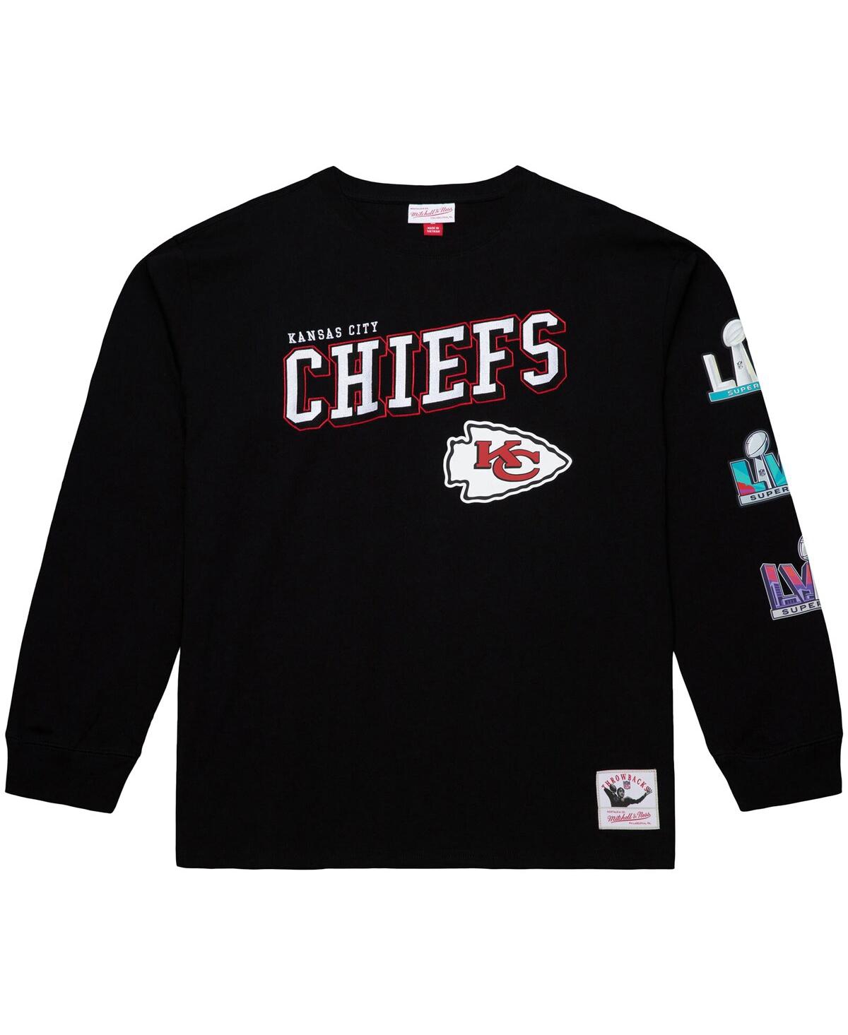 Mitchell & Ness Men's Black Kansas City Chiefs Training Camp Vintage Logos Long Sleeve T-shirt In Black