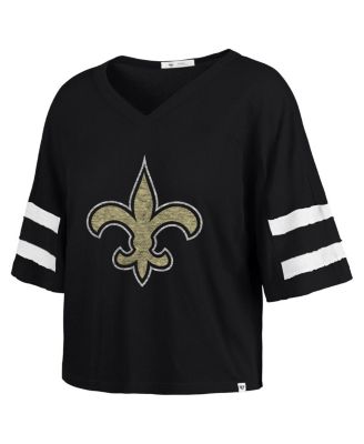 Women's Black New Orleans Saints Premier Scout Cropped V-Neck T-Shirt