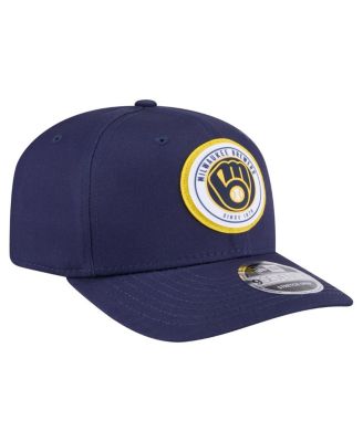 Men's Navy Milwaukee Brewers Circle Patch 9SEVENTY Stretch-Snap Hat