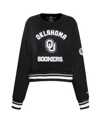 Women's Black Oklahoma Sooners Cropped Pullover Sweatshirt