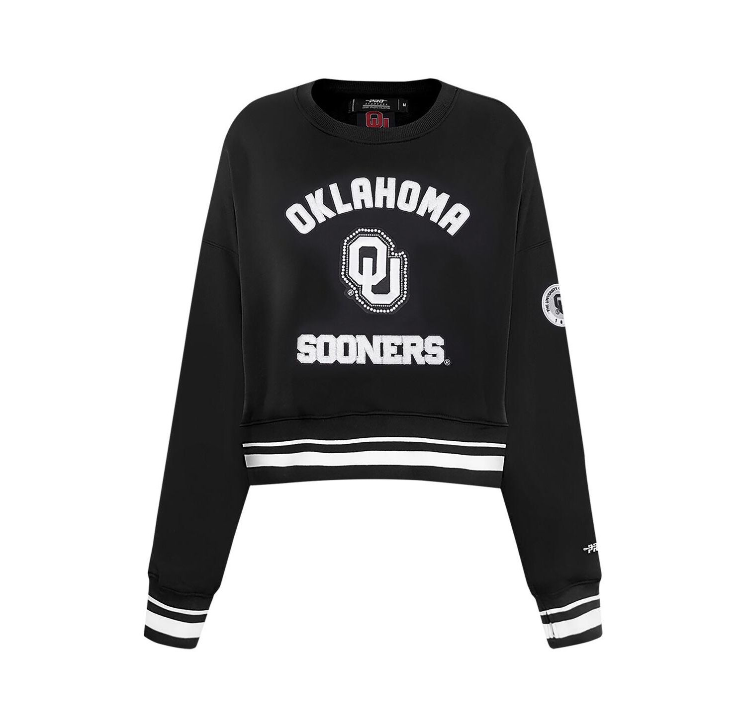 Women's Black Oklahoma Sooners Cropped Pullover Sweatshirt