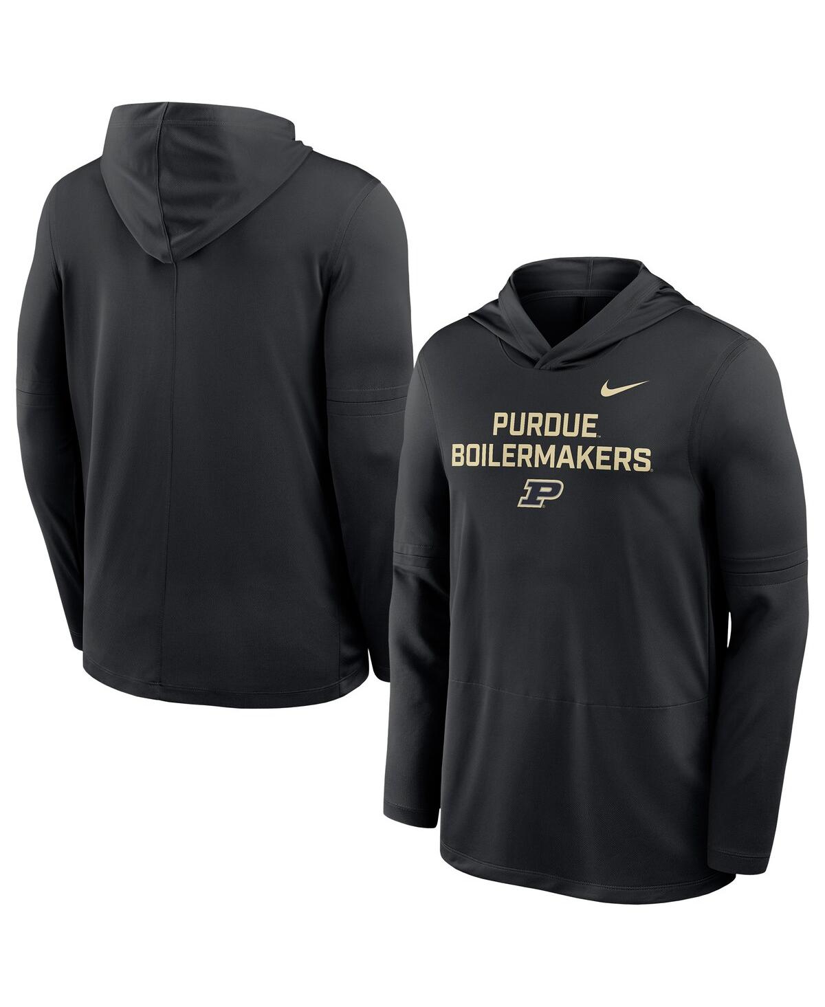 Nike Black Purdue Boilermakers 2025 Sideline Dri-fit Long Sleeve Hoodie T-shirt In Black