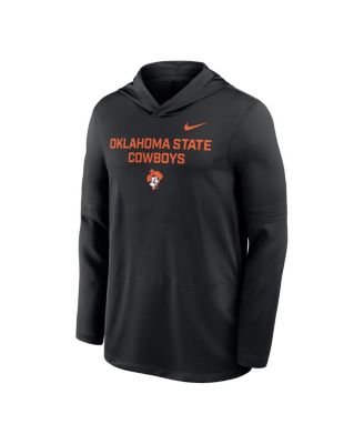 Men's Black Oklahoma State Cowboys 2025 Sideline Dri-FIT Long Sleeve Hoodie T-Shirt