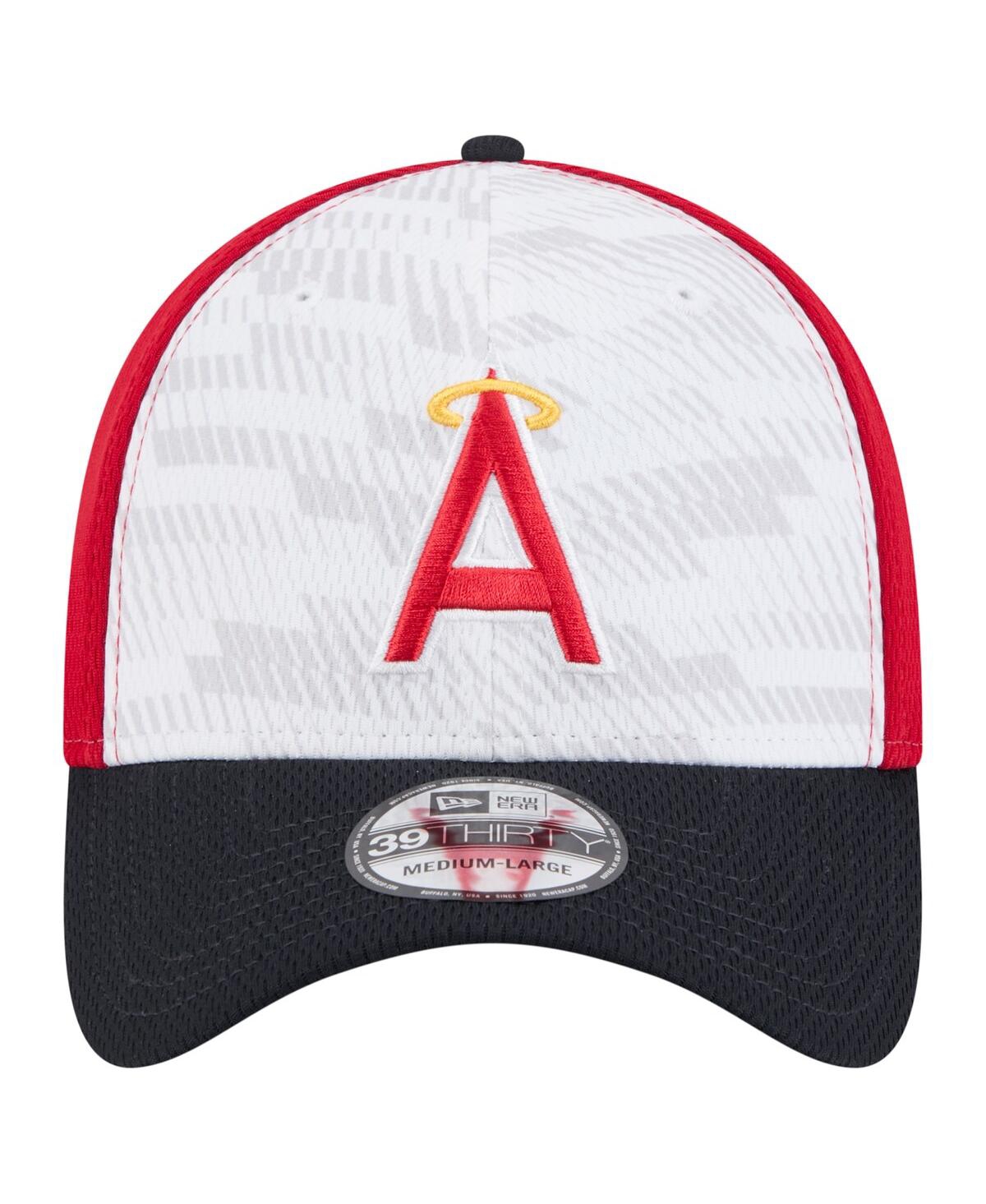 New Era Men's Red/navy Los Angeles Angels 2025 Mlb Clubhouse 39thirty Flex Hat In White