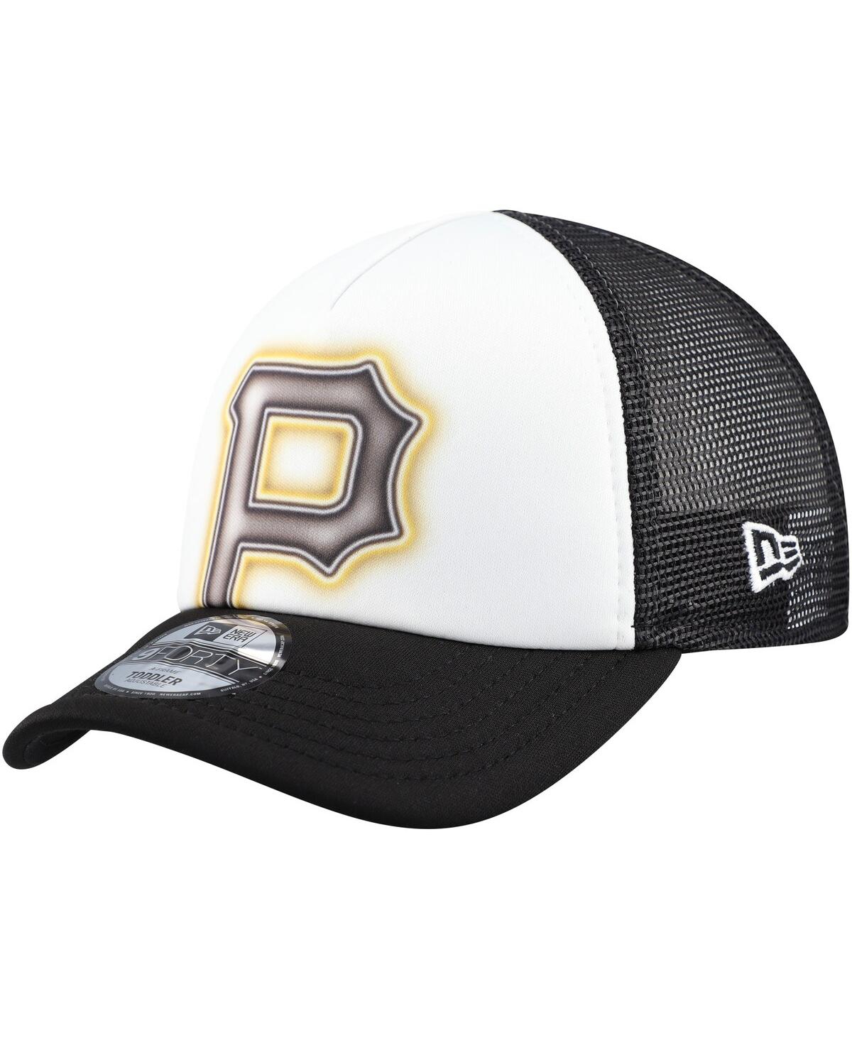 New Era Toddler White/black Pittsburgh Pirates Painted A-frame 9forty Trucker Adjustable Hat In Black