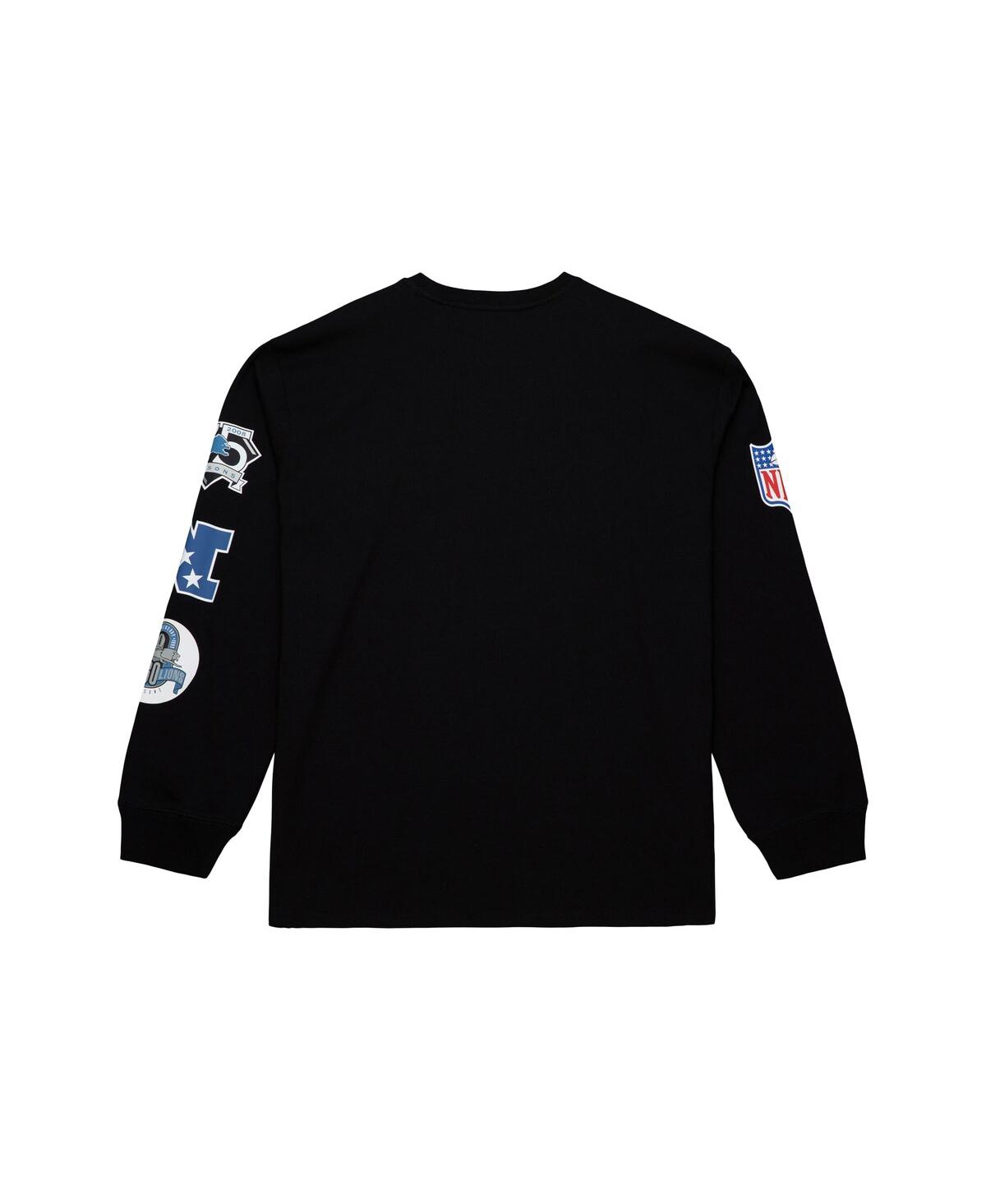Mitchell & Ness Black Detroit Lions Training Camp Vintage Logos Long Sleeve T-shirt In Black