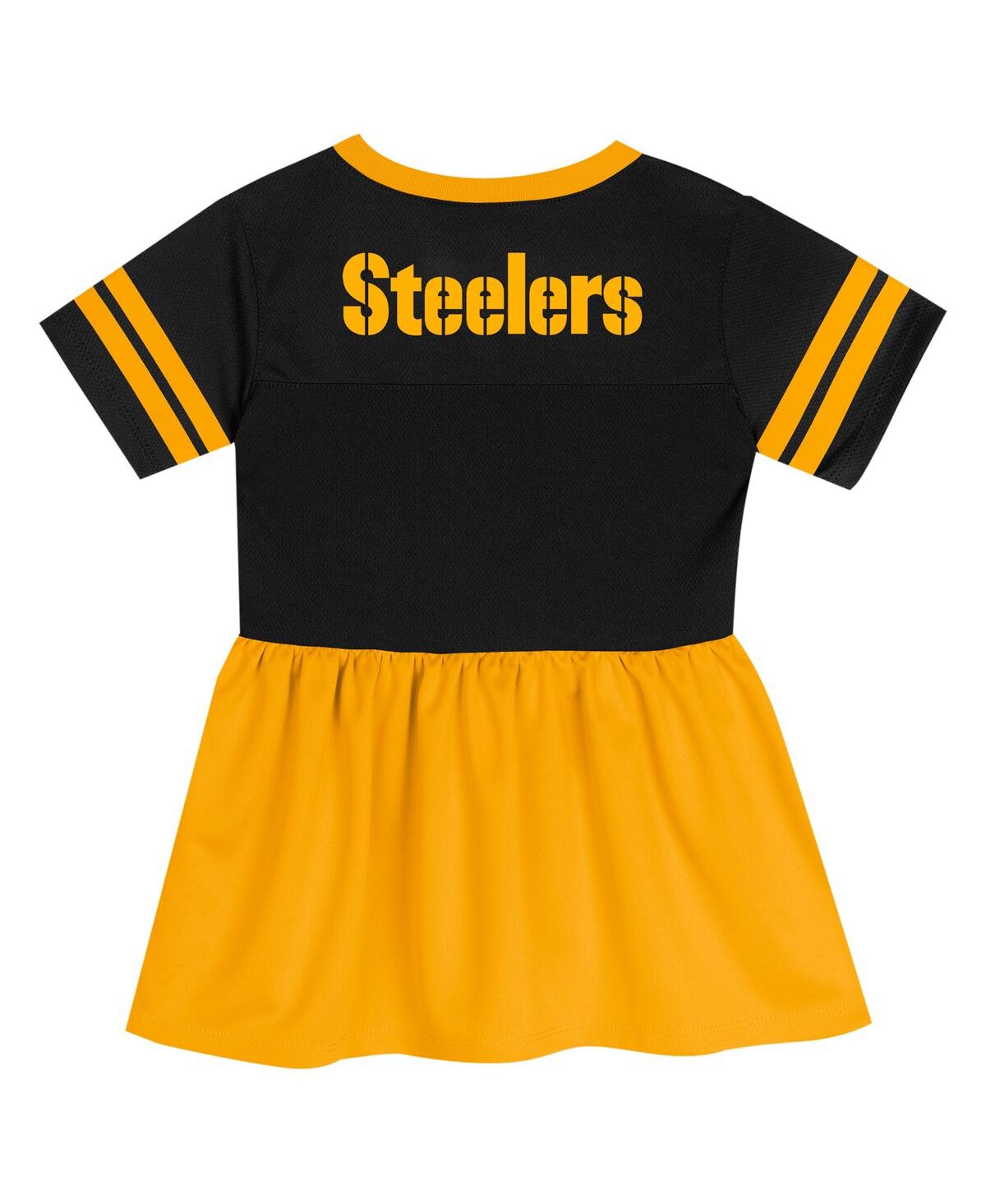 Outerstuff Girls Toddler Black Pittsburgh Steelers Stadium Lights Fashion Jersey Dress In Multi