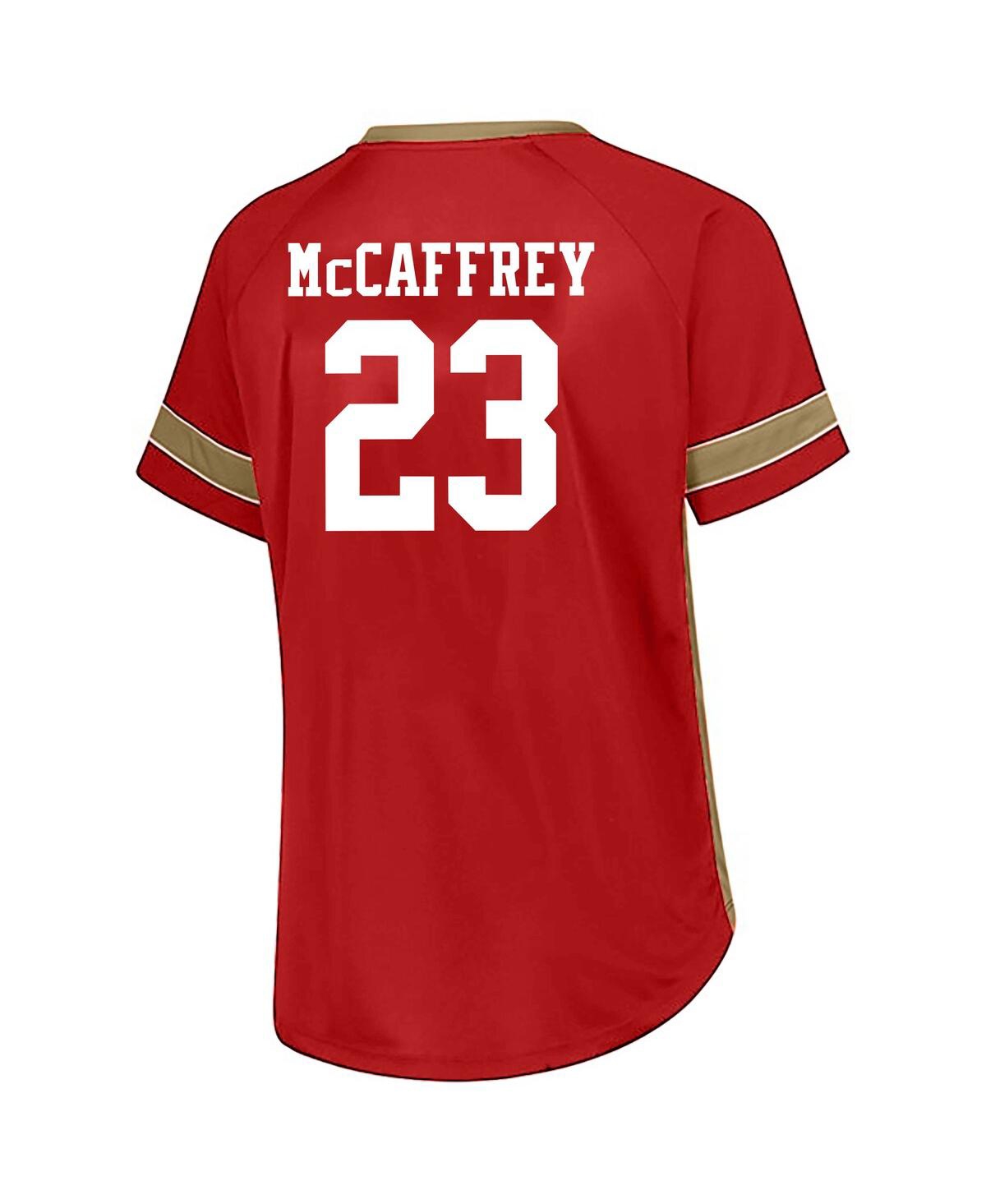 Fanatics Women'sâ Christian Mccaffrey Scarlet San Francisco 49ers Plus Size Name Number Lace-up T-shirt In Red