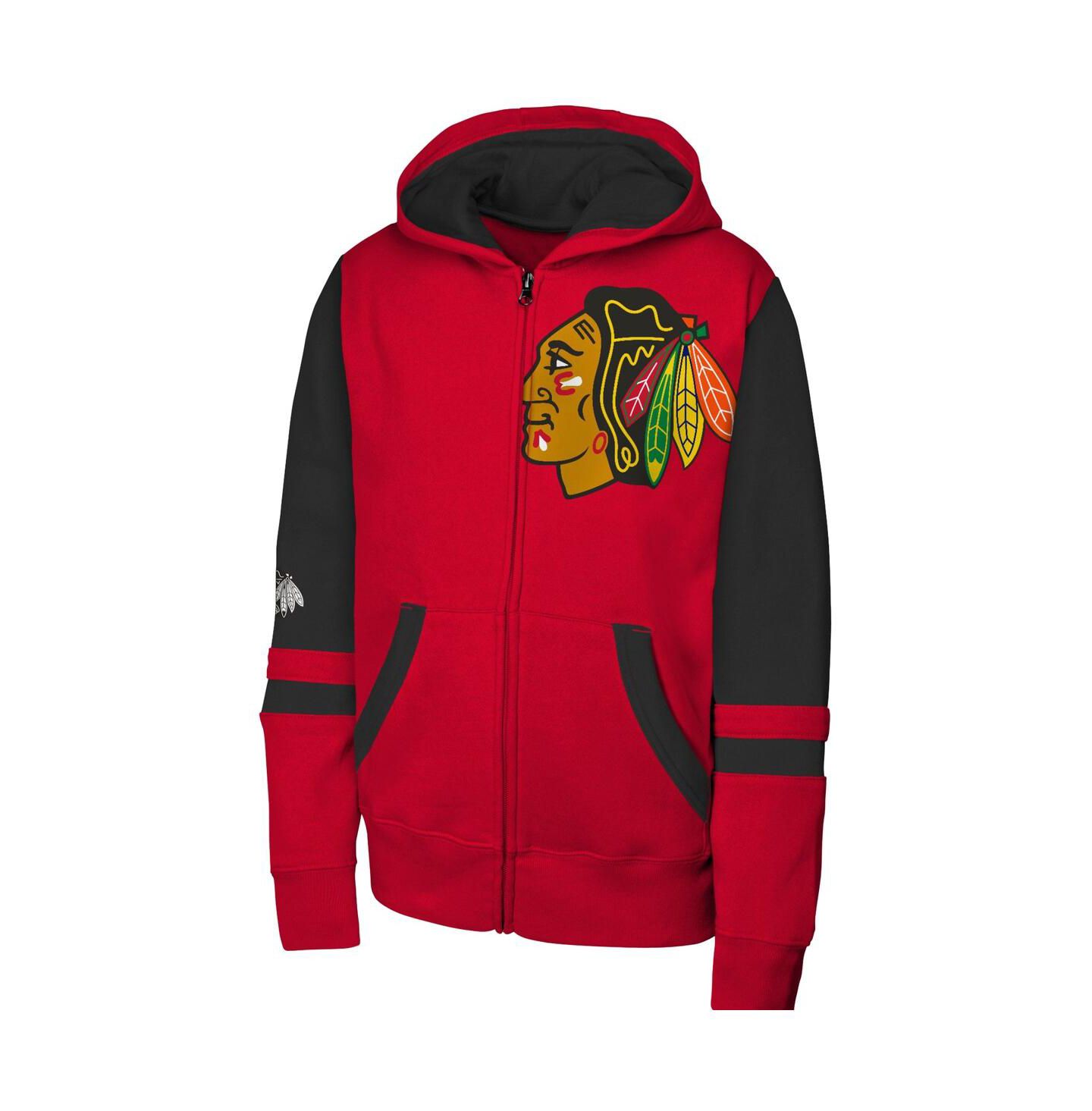 Детское худи Outerstuff Red Chicago Blackhawks Face Off Full-Zip — фото 3