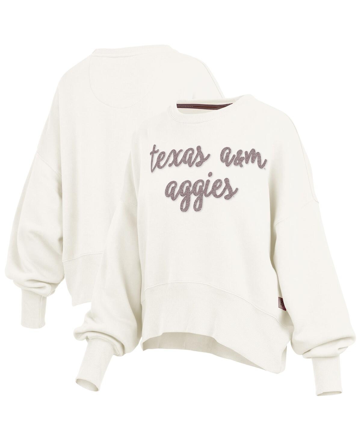 Pressbox Women's Cream Texas A&m Aggies Chelsea Oversized Pullover Sweatshirt In White
