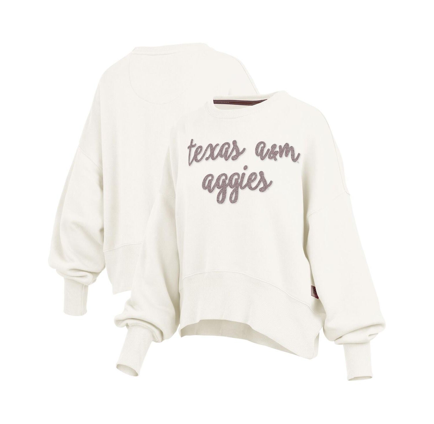 Women's Cream Texas A&M Aggies Chelsea Oversized Pullover Sweatshirt