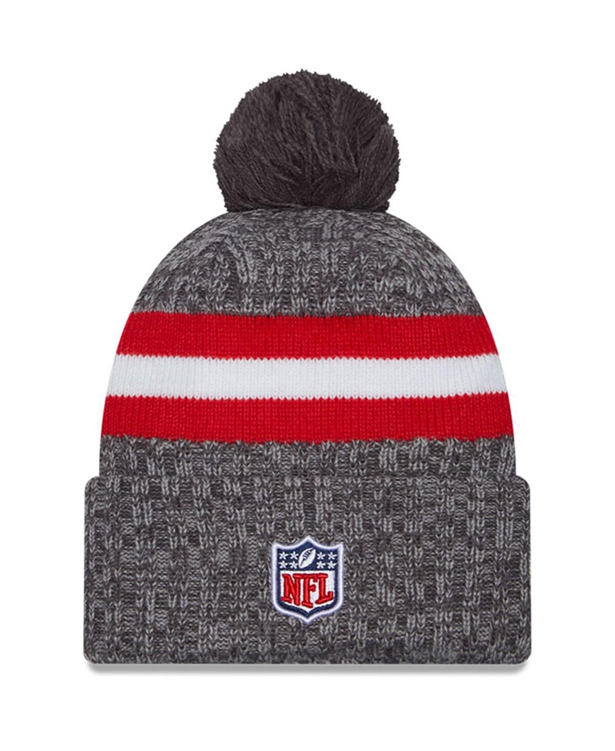 New Era Men's Gray New England Patriots 2023 Sideline Sport Cuffed Pom Knit Hat In Gray