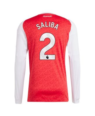 Men's William Saliba Red Arsenal 2025/26 Home Replica Long Sleeve Player Jersey