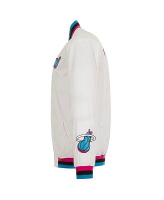 Men's&nbsp;White Miami Heat 2024/25 City Edition Full-Zip Nylon Bomber Jacket