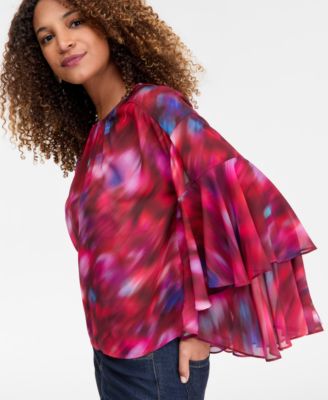 Women's Printed Ruffled Top, Macy's Exclusive