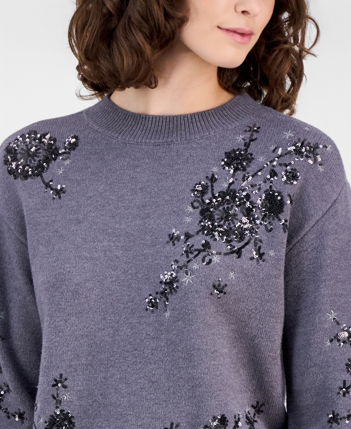 Anne Klein Women's Sequin Embellished Sweater