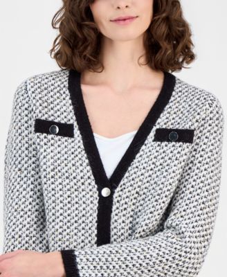 Women's Contrast-Trim Knit Cardigan