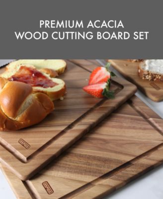 3-Piece Acacia Diagonal Grain Board Set