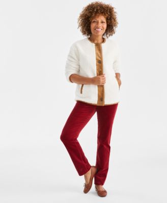 Women's Sherpa Jacket with Corduroy Trim, Macy's Exclusive