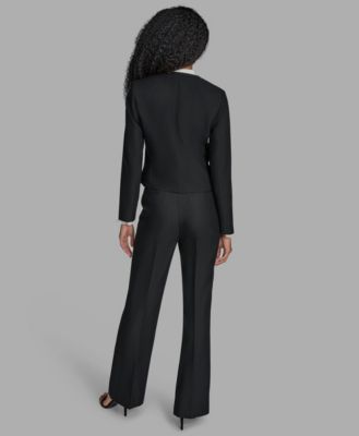 Bcbg Suits Open Front Jacket Straight Leg Pants In Black