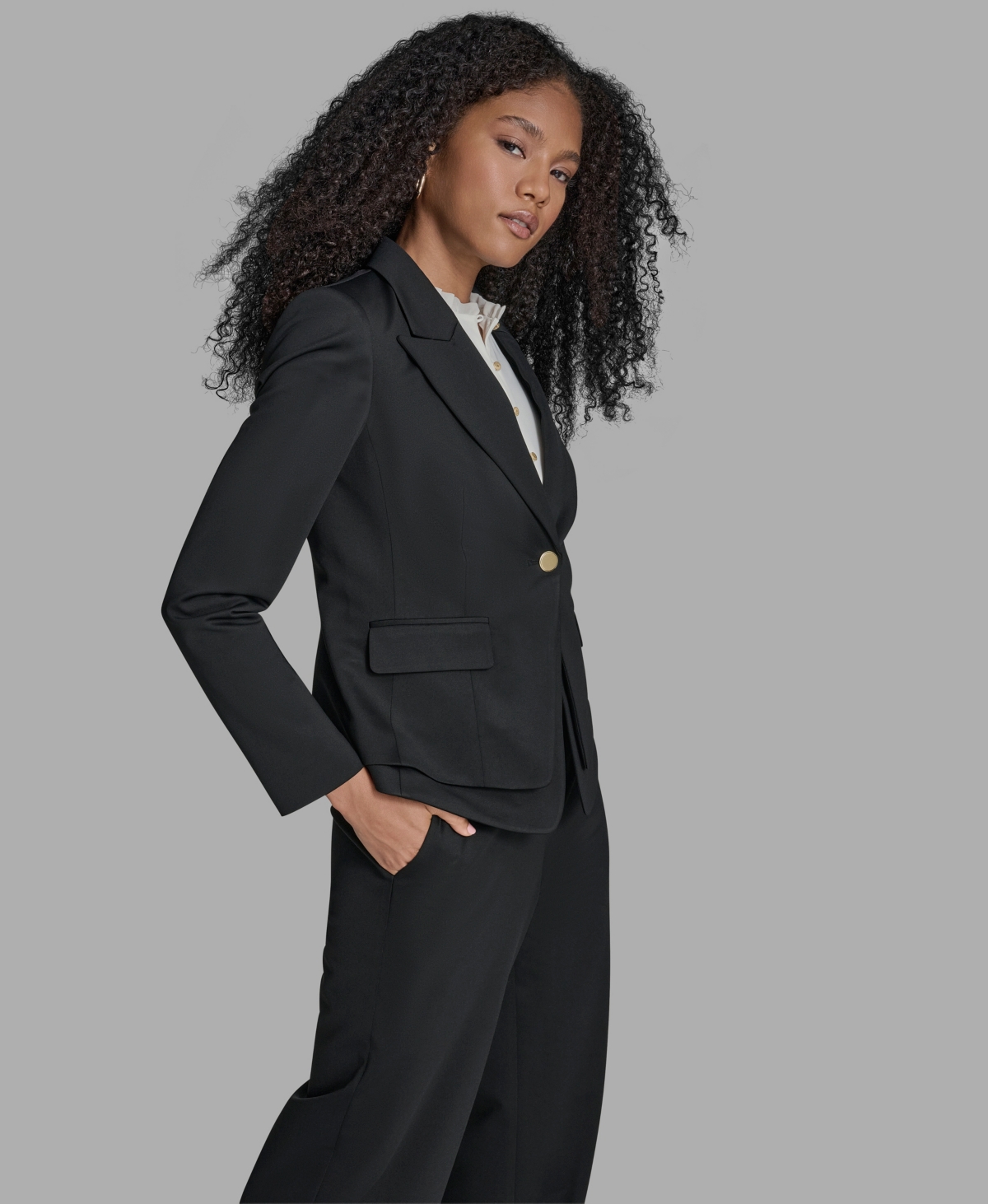 Bcbg Women's Padded Shoulder Open Front Jacket In Multi