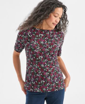 Style & Co - Ditsy Elbow-Sleeve Top