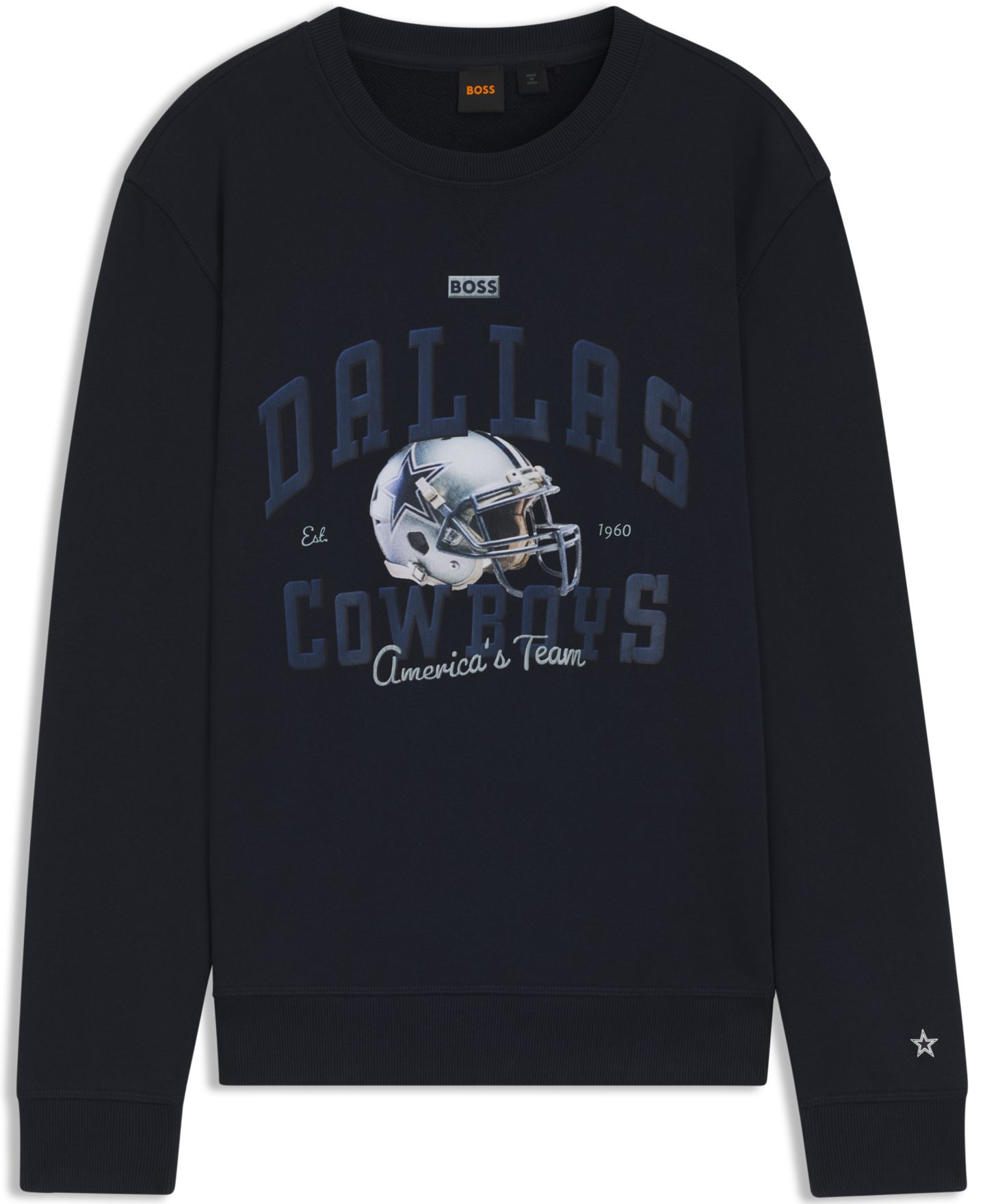 Мужской свитшот Hugo Boss BOSS x Dallas Cowboys Helmet Graphic, цвет: Тёмный синий — фото 3