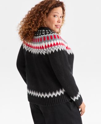 Plus Size Fair Isle Button-Front Cardigan, Macy's Exclusive 
