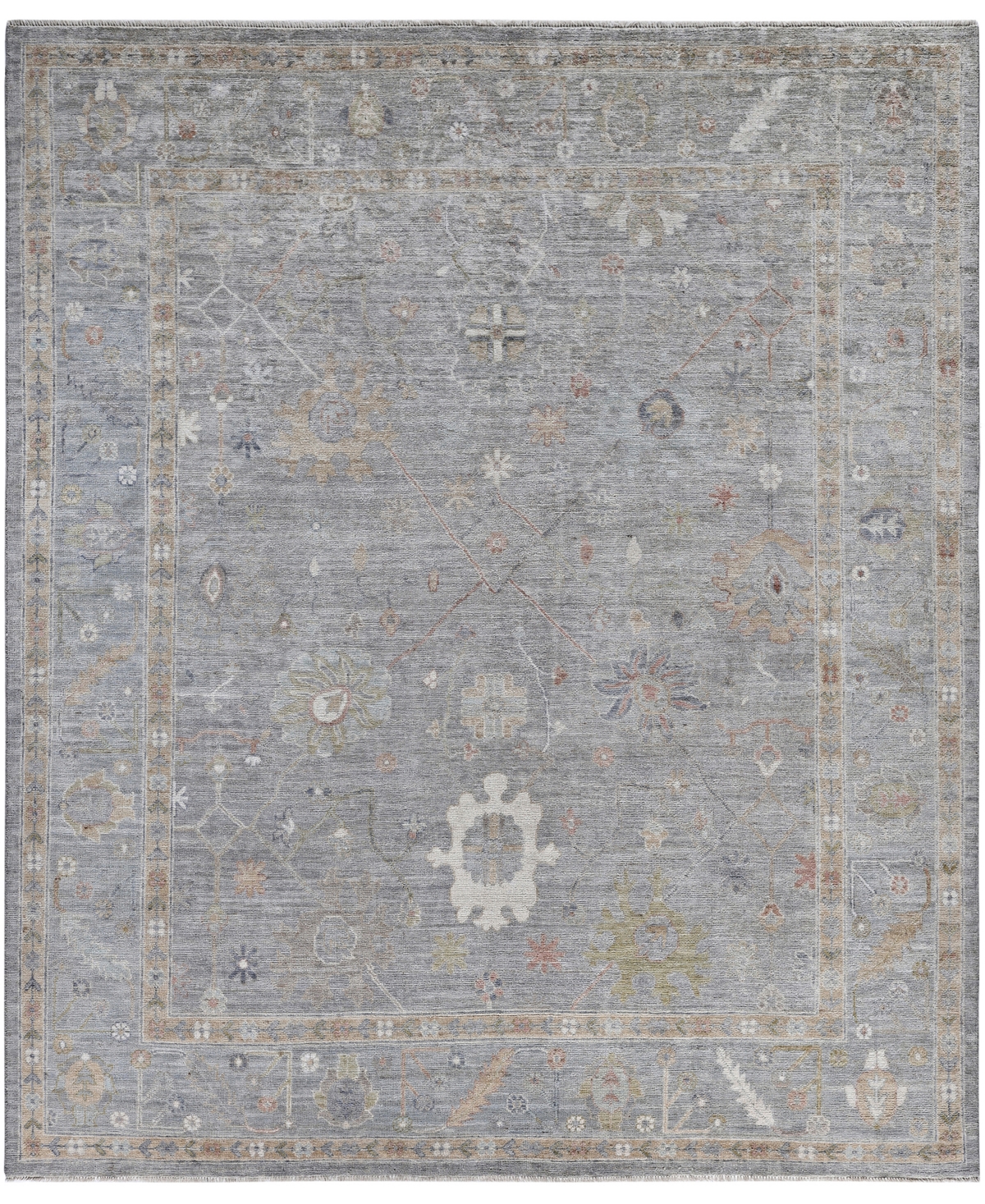Adorn Hand Woven Rugs Colorful Oushak M0103-49 8'4"x9'11" Area Rug In Gray
