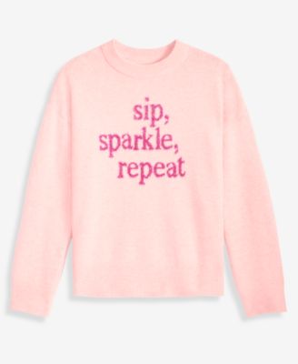 Women's Sip Sparkle Repeat Crewneck Sweater, Macy's Exclusive