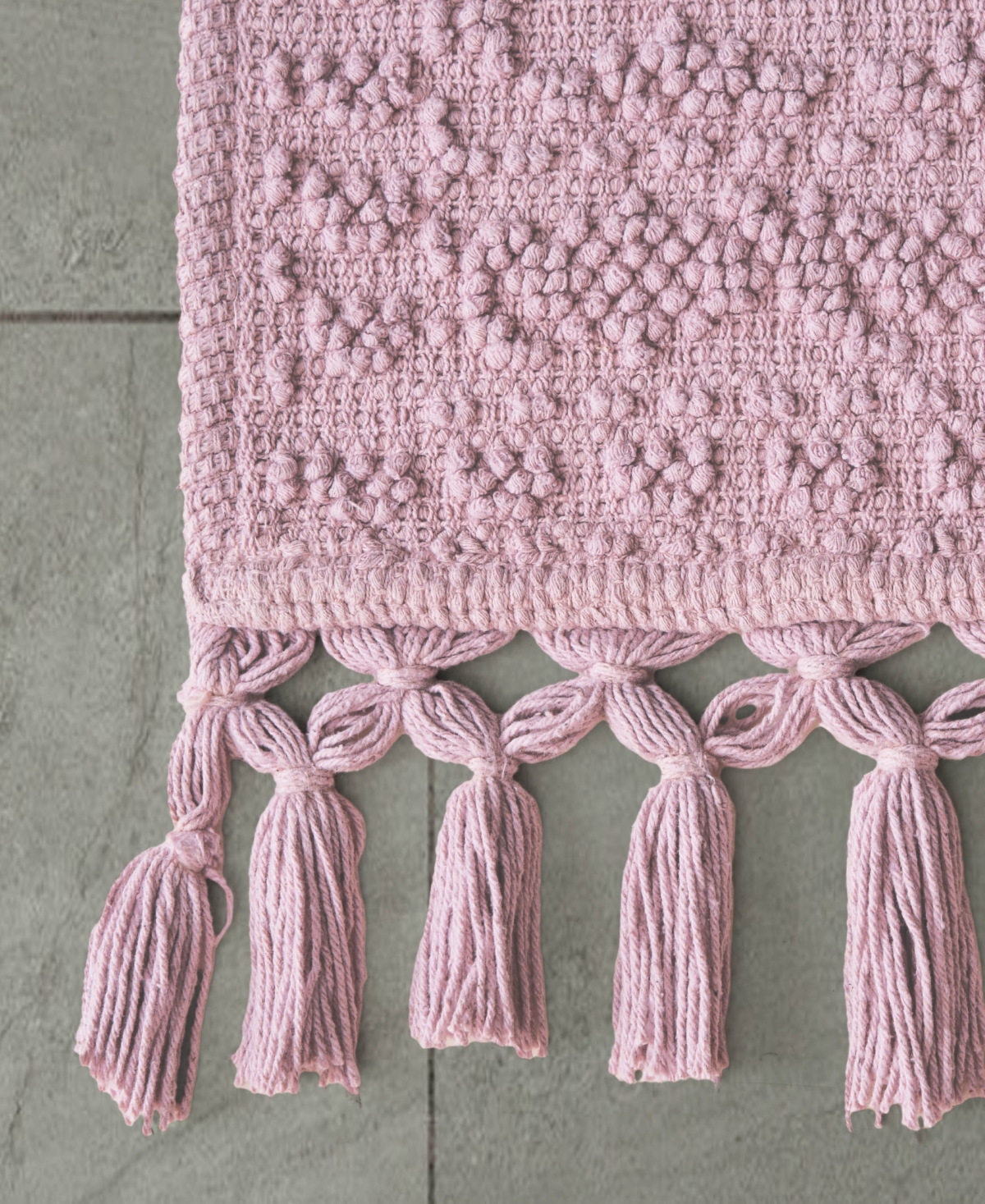 French Connection Nellore Fringe Cotton 17" X 28" Bath Rug In Pink