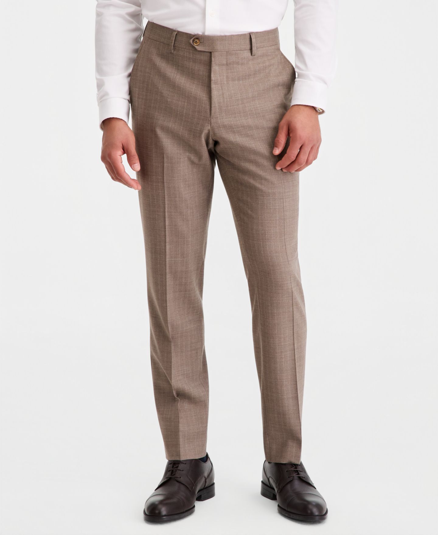 Мужские брюки Ted Baker Modern-Fit Wool-Blend Tan Pinstripe Suit Separate, цвет: Бежевый — фото 3