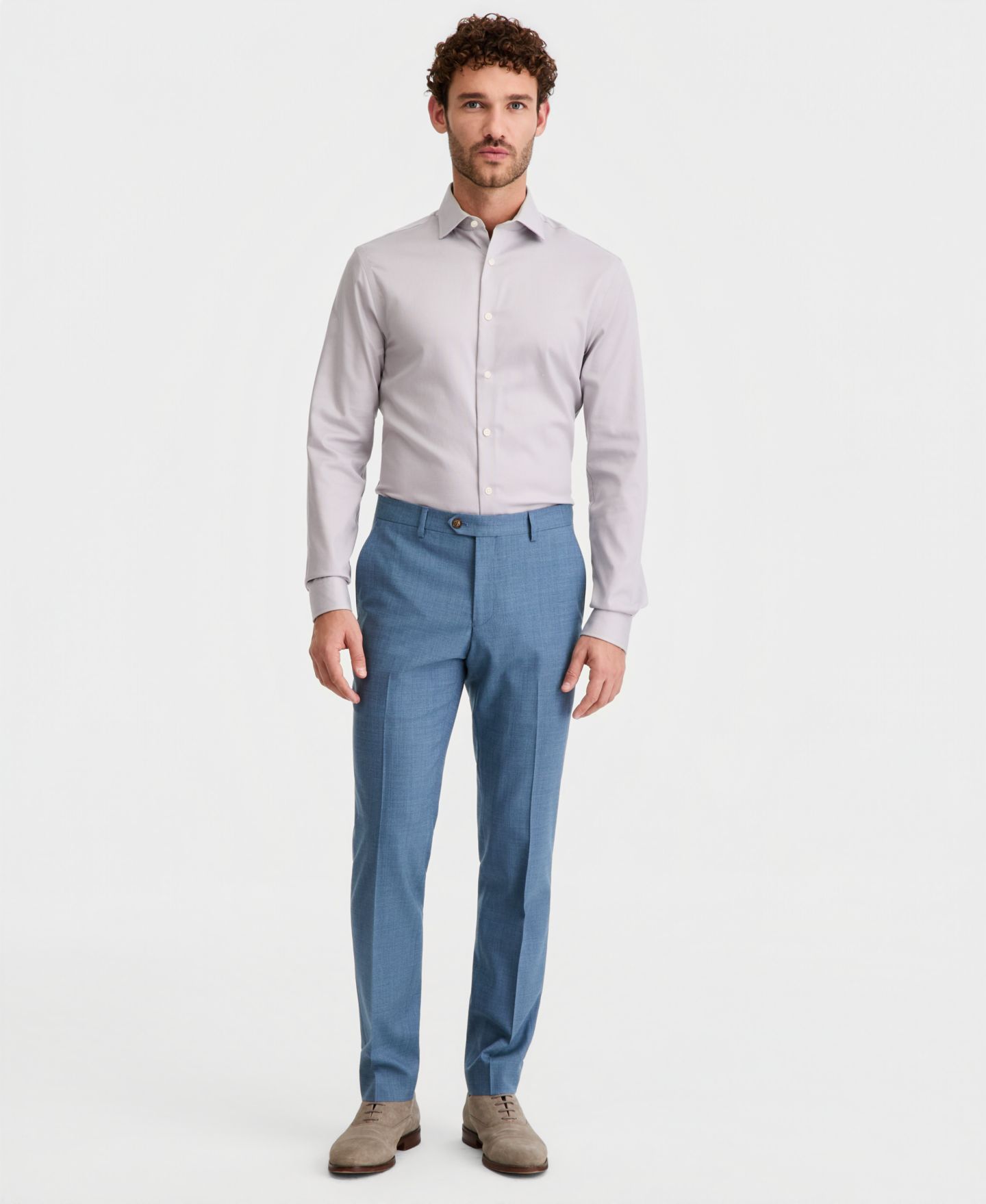 Мужские брюки Ted Baker Modern-Fit Wool-Blend Solid Suit Separate, цвет: Светлый синий — фото 1