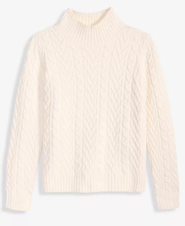 Women's Mock-Neck Cable Sweater - thumbnail 8