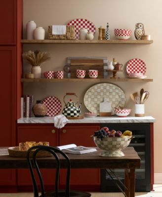 Mocha Check Enamel Rattan Small Tray