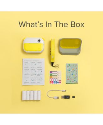 Camera Insta Wi 4-in-1 Instant Print Camera and Label Maker for Kids 12MP Photos, 1080P Video, 32GB microSD, for Age 5-15 (Yellow)