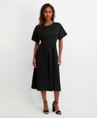 kensie - Women's Dolman-Sleeve Cinched-Waist Midi Dress