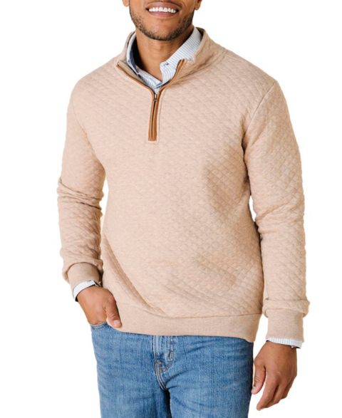 Мужской свитер Hope & Henry Quilted Half Zip Pullover, цвет: Верблюжий меланжевый