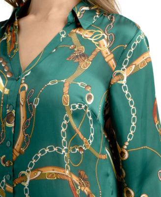 Women's Printed Collared Top