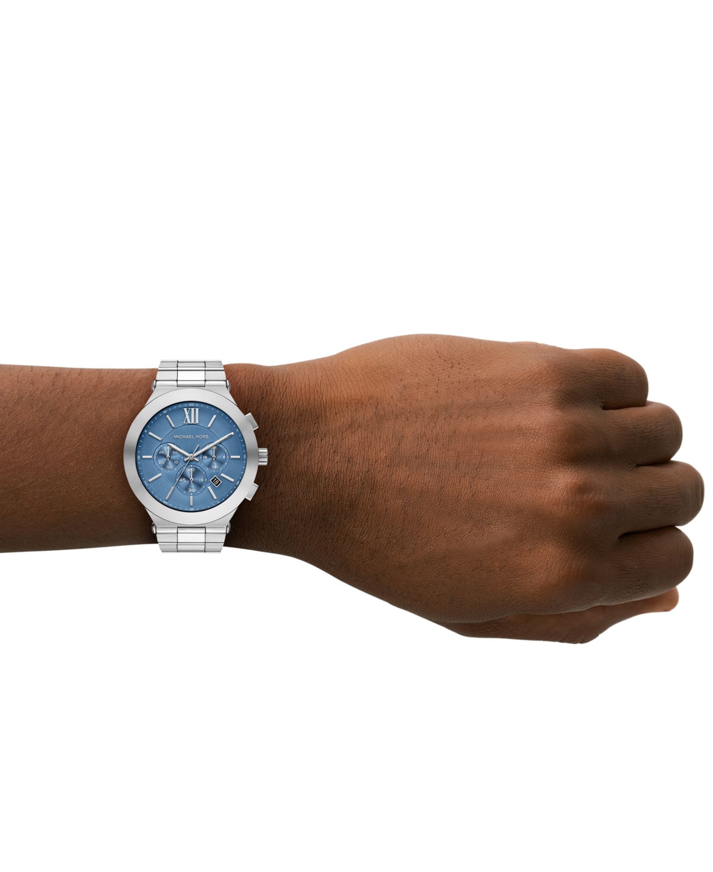 Мужские часы Michael Kors Billie Chronograph Silver-Tone Stainless Steel Watch, 44mm — фото 3