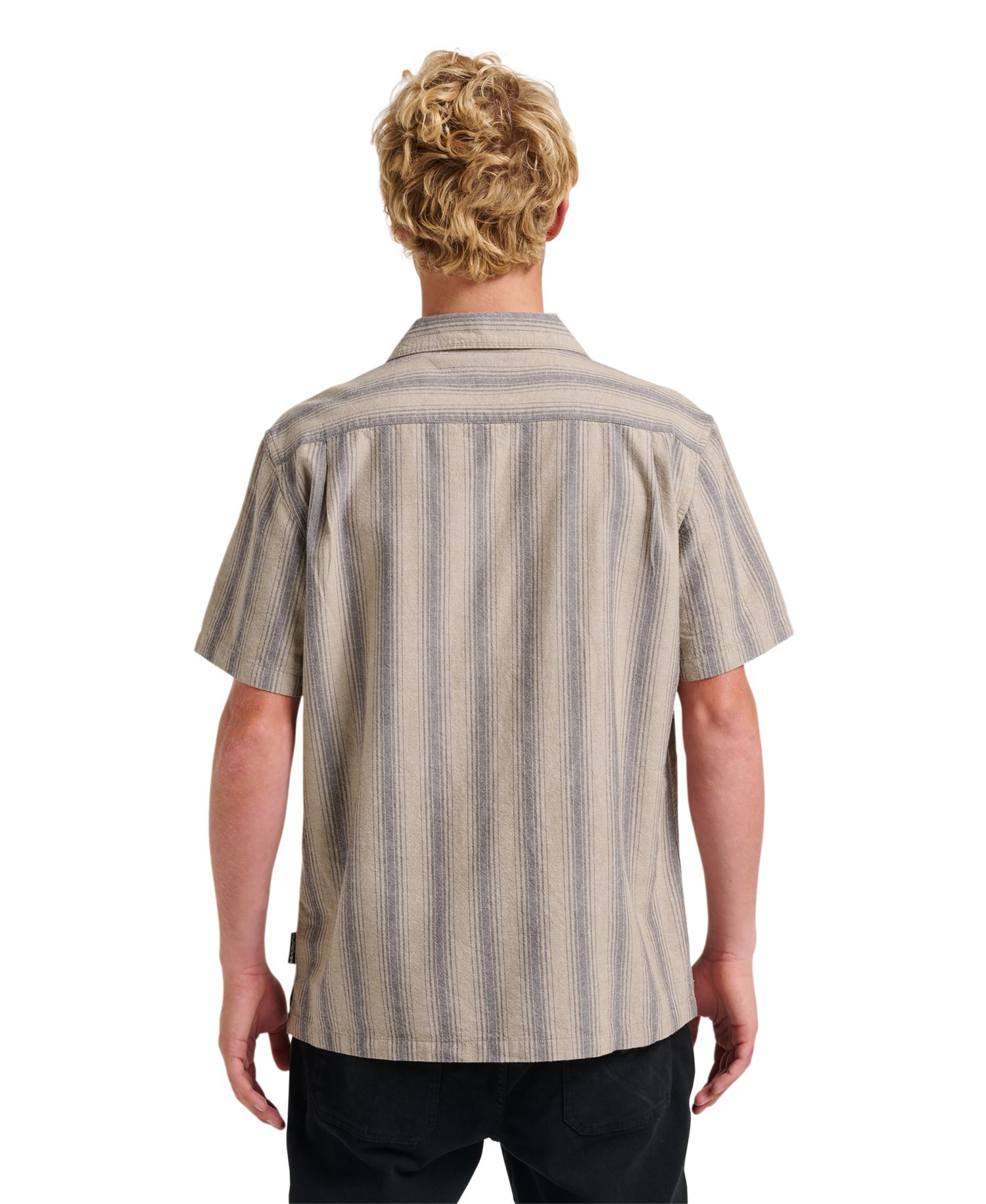 Men's Oxford Stripe Casual Short Sleeve Shirt