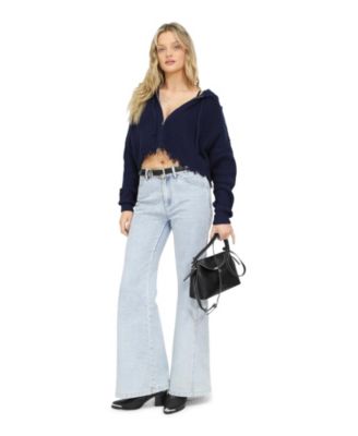 Women's Another Love Fringe Knit Zip Cardigan