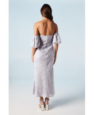 Women's Puff Sleeve Bridesmaids Midi Dress