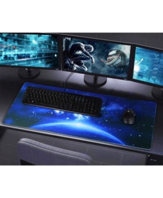 Large Extended Gaming Mouse Pad with Stitched Edges, (31.5X15.7In) Durable Non-Slip Natural Rubber Base, Waterproof Mat for Gamer/Desktop/Office