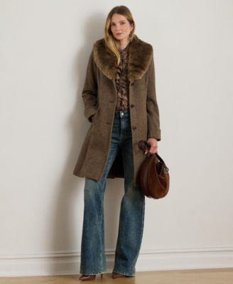 Women's Faux-Fur-Collar Coat