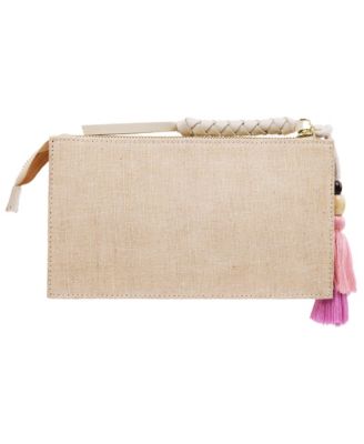 Zip Top Embroidered Floral Clutch